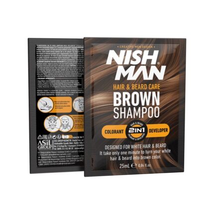 Nishman Hair & Beard Care Brown Colour Shampoo - 10 Sachet