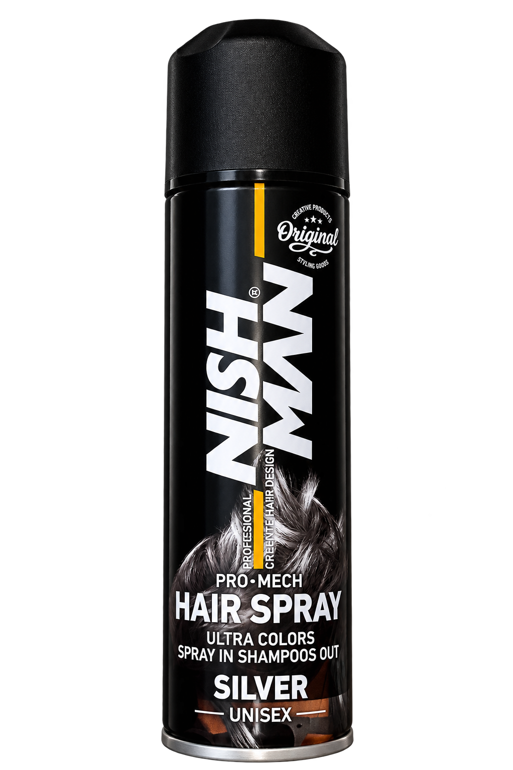 NishMan Unisex Pro-Mech Colour Hair Spray – Silver 150ml
